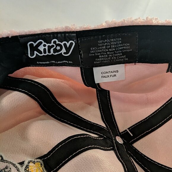 NEW Kirby Pink Sherpa Embroidered Baseball Cap Hat Nintendo Bioworld Adjustable - Picture 8 of 9